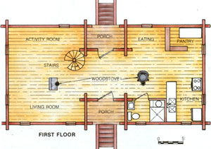 Diagram of main living quarters of the Marquardts house.